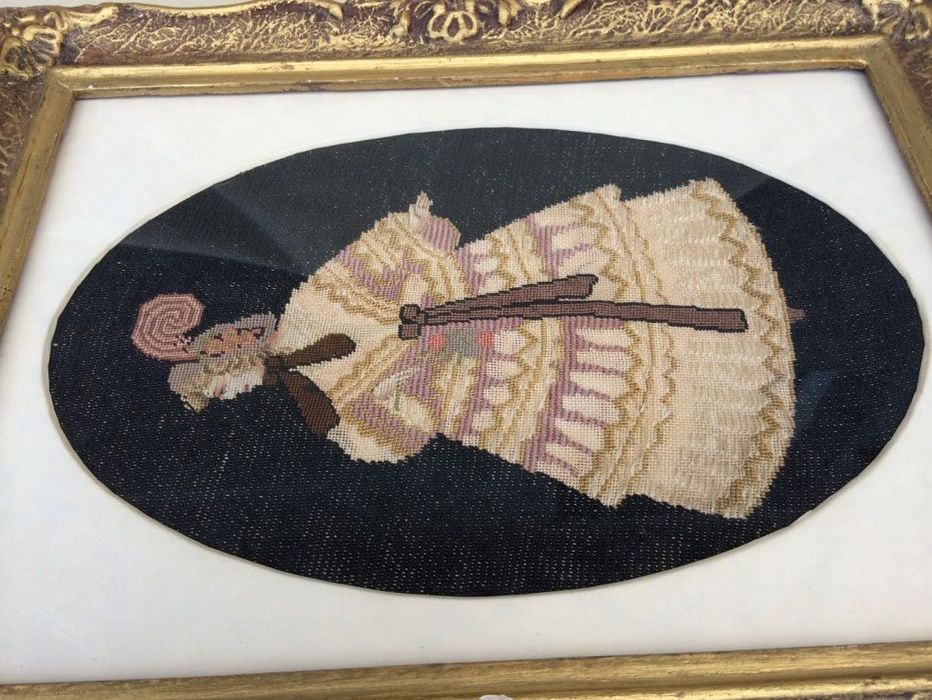 Tablou Goblen CONTESA Unicat Perioda Victoriana Lucrat Manual Pas Mic