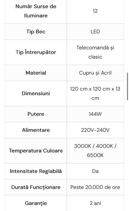Lustra led, telecomanda, moduri de iluminat