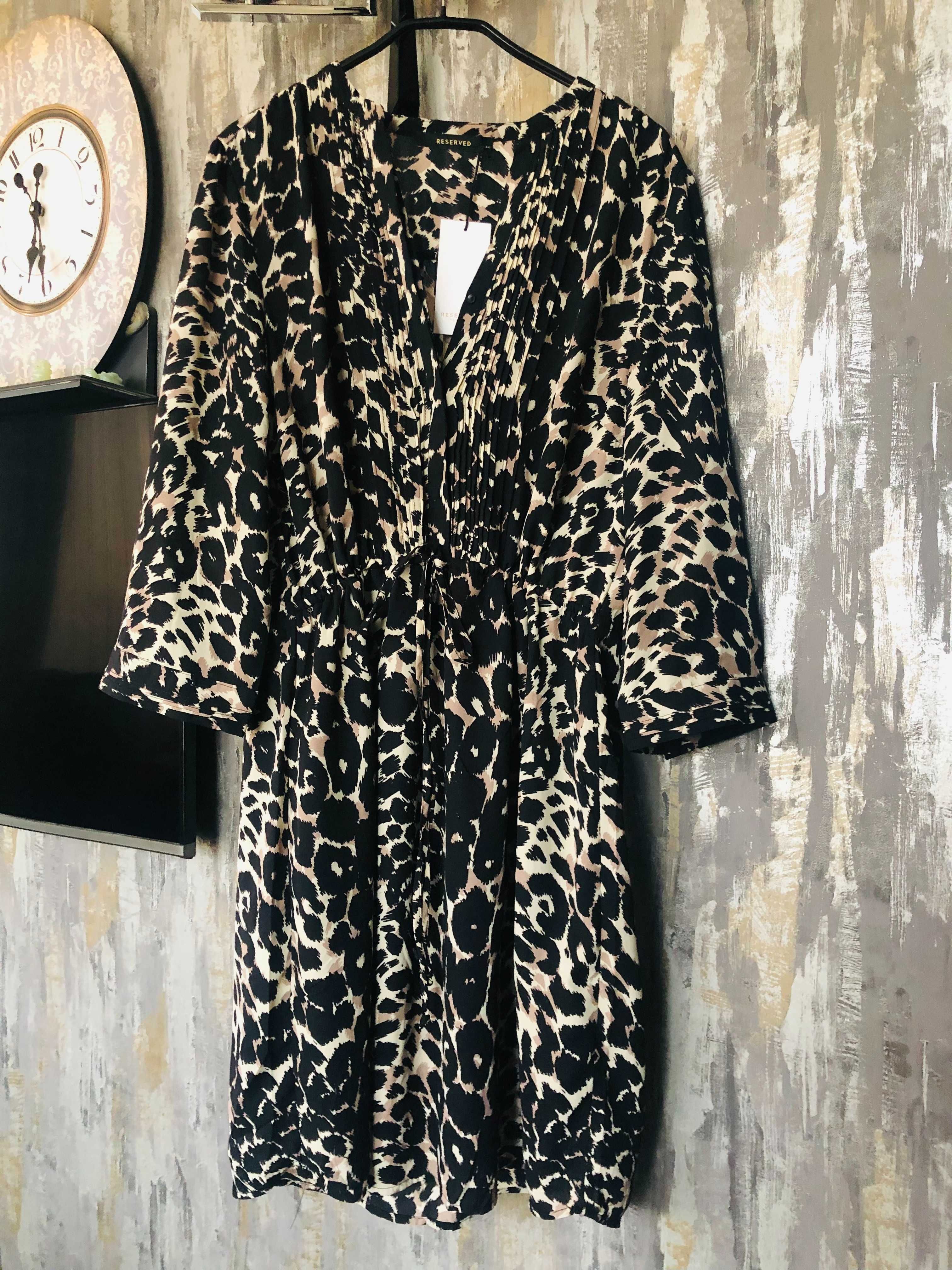 Rochie leopard midi cu maneci NOUA Reserved 44