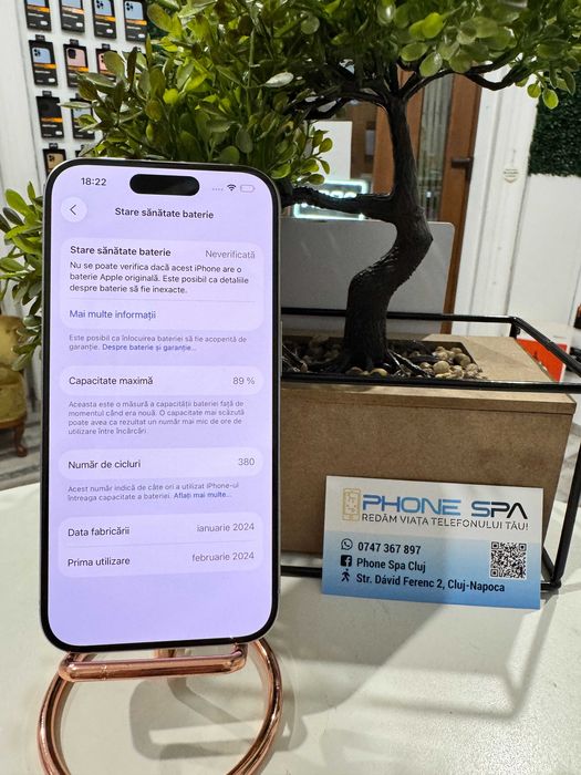 iPhone 15 Pro 128Gb 89%- Din magazin,cu garantie! RATE TBI !