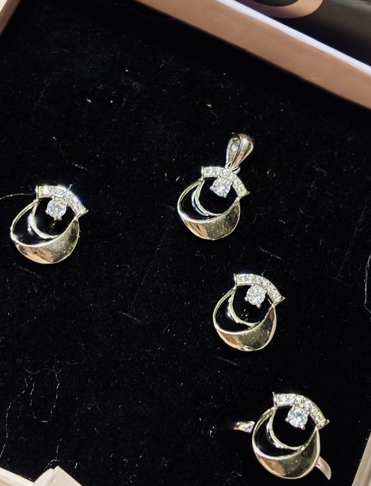 Set din argint cu zirconiu SI email