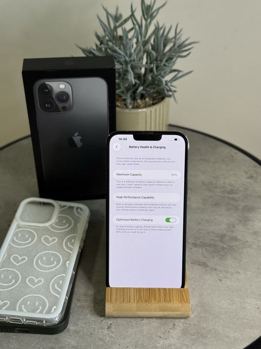 iPhone 13 Pro Max Graphite 128 GB 91% full box + 2 huse