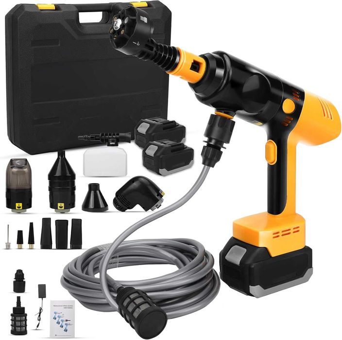 Aparat 4 în 1 Portabil: Spălător, Compresor, Aspirator, Suflanta Auto