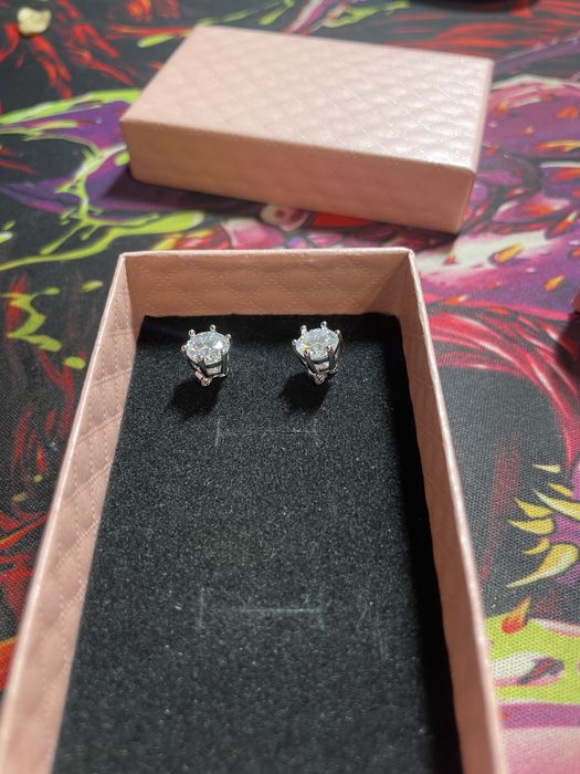 Cercel din argint cu diamant 1ct, culoare D