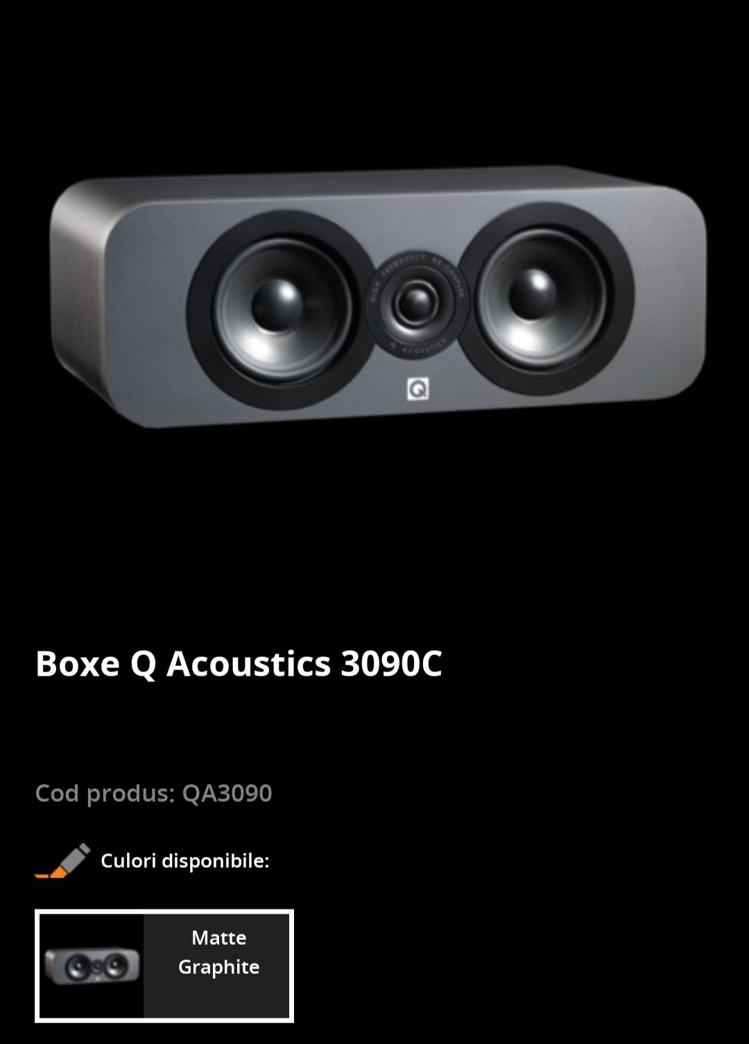 Boxe de podea Q Acoustics 3050+boxă centru 3090C (culoare Matte grapht