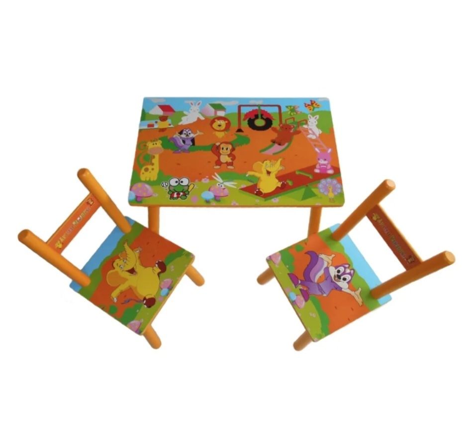 Set masuta copii MDF cu 2 scaune Fluture Girafa Vaporas