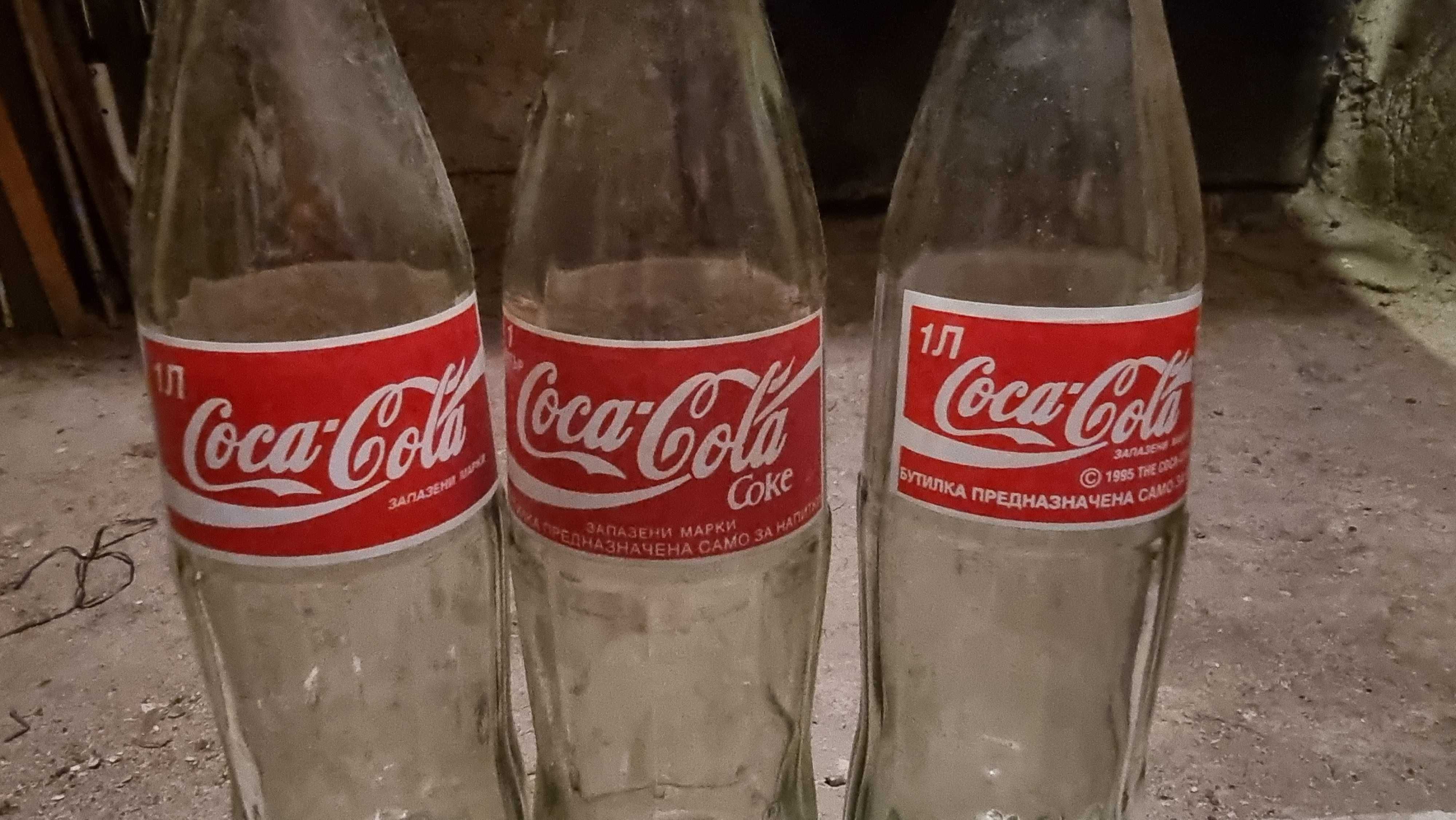 Три бутилки Кока Кола COCA COLA 1 литър 1996 г. - лот