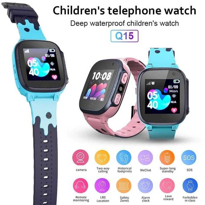 Ceas smartwatch cu GPS pentru Copii, camera foto, monitorizare, SIM