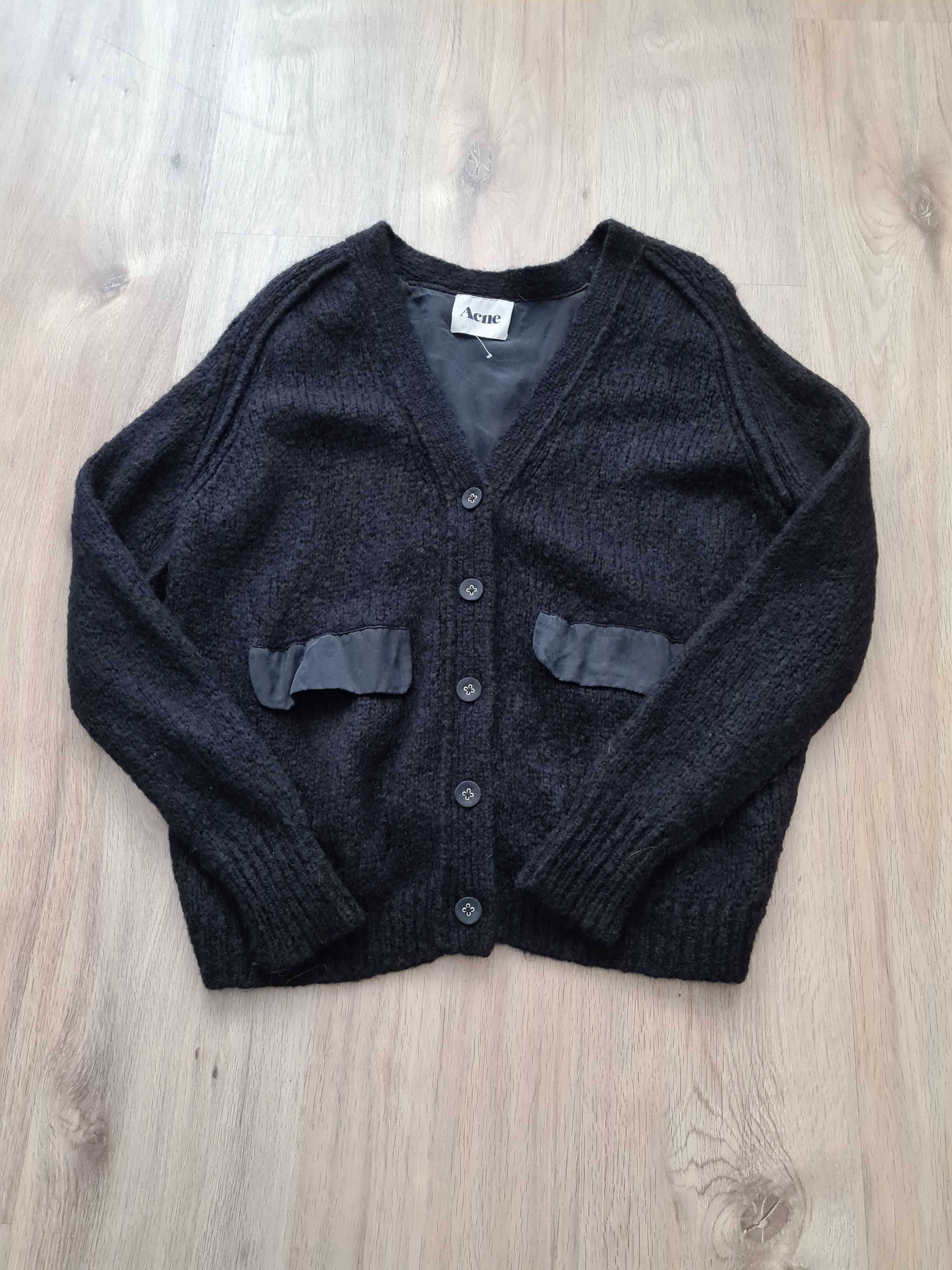 Cardigan negru din lână și mohair Acne, S