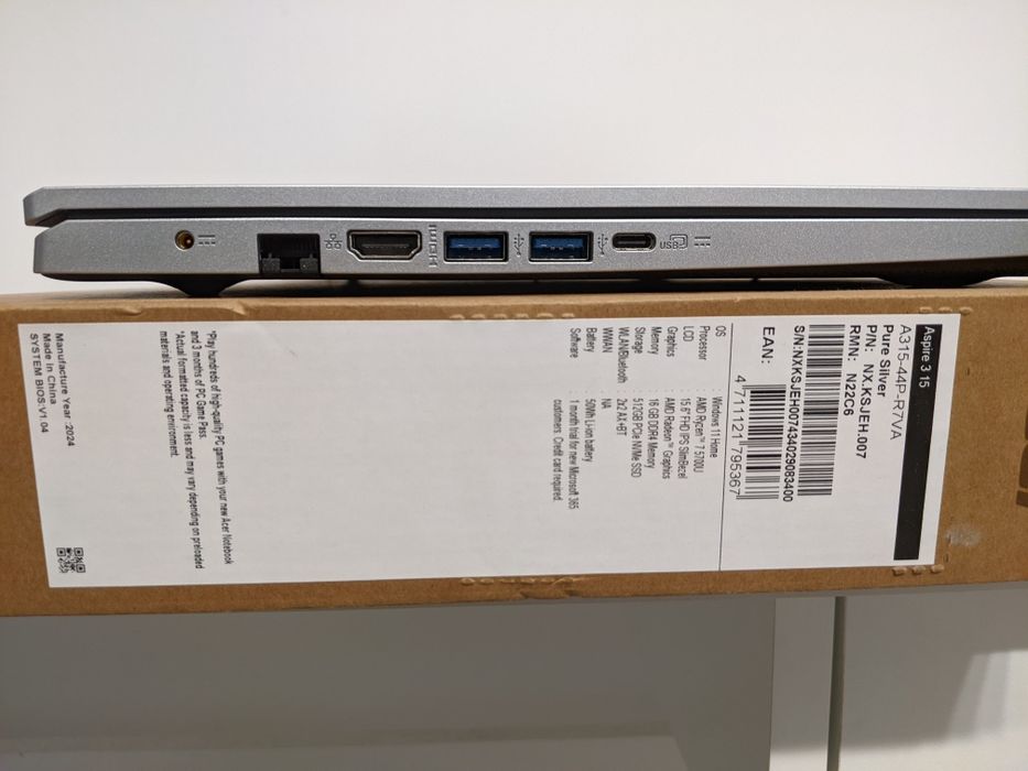 Acer Aspire 3 A315-44P-R7VA Ryzen 7 5700U 512GB SSD 16GB DDR4-SDRAM