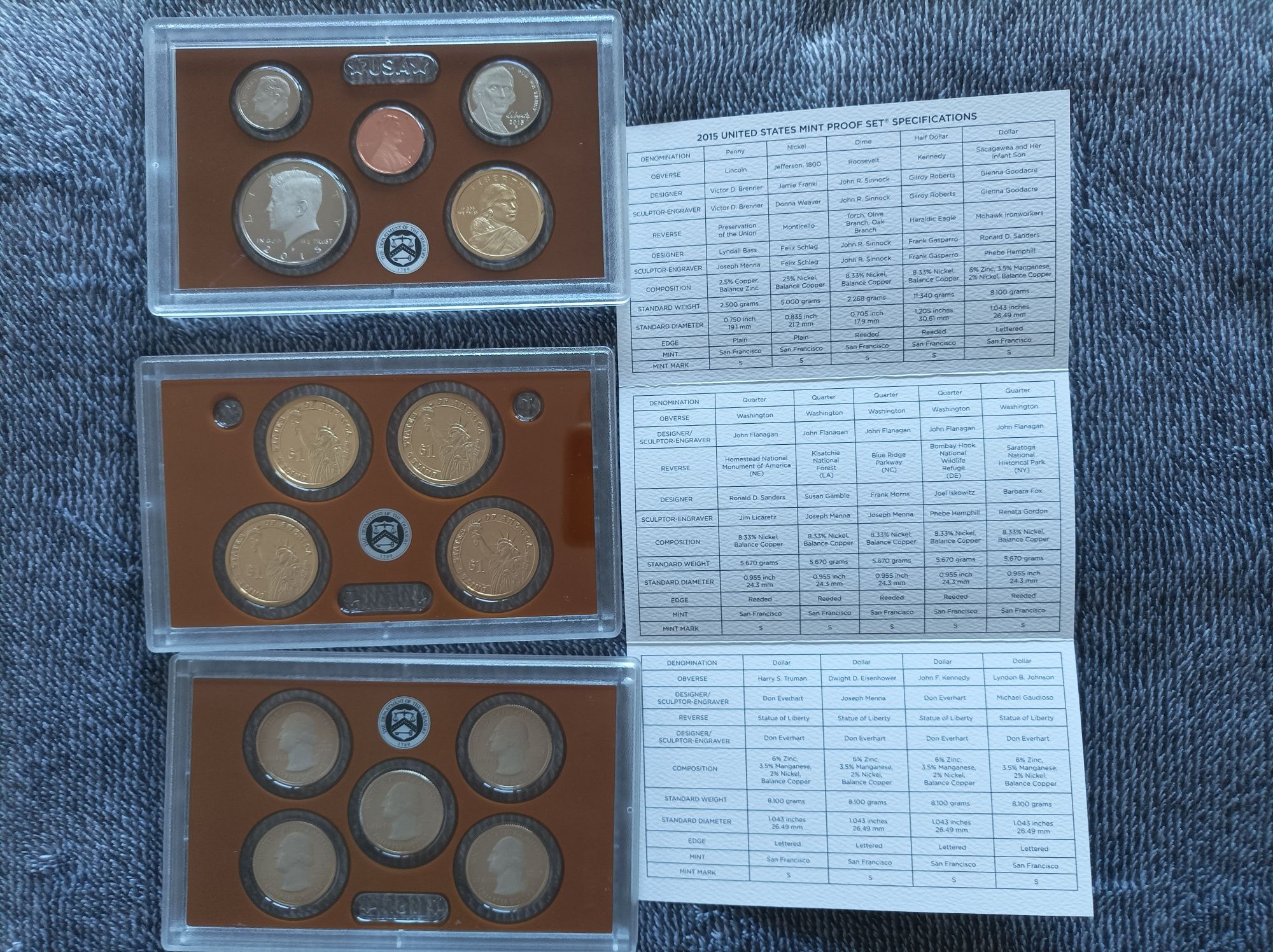 Американски монети - US MINT PROOF SET - 2015, 2016, 2017