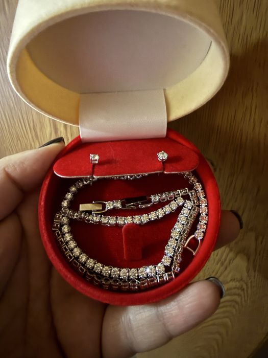 Set colier tennis deluxe si cercei swarovski