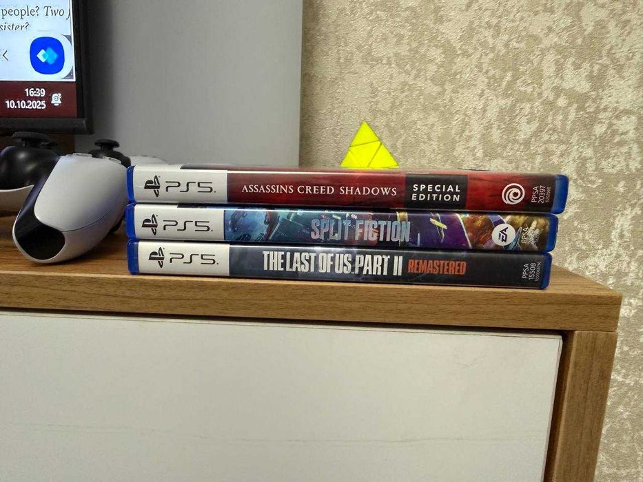 Продам свои диски PS5 Assasisin Creed, The last of 2, SPLIT Fiction