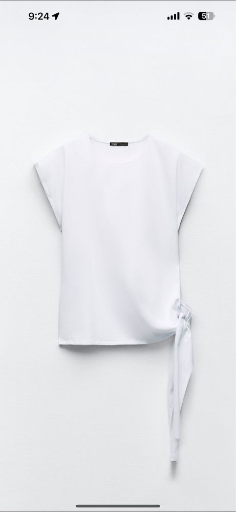 Tricou Zara nou alb cu funda