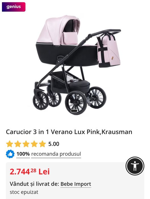 Carucior 3 in 1 Krausman Verano Lux Pink