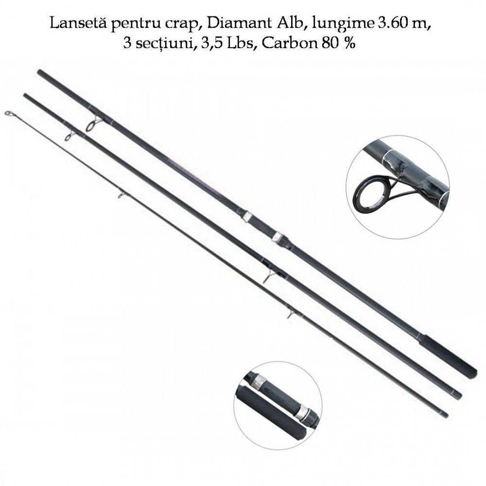 Set 4 Lansete Diamant Alb Next Carp 3.5 Lbs Marime 3,6 Metri Model Nou