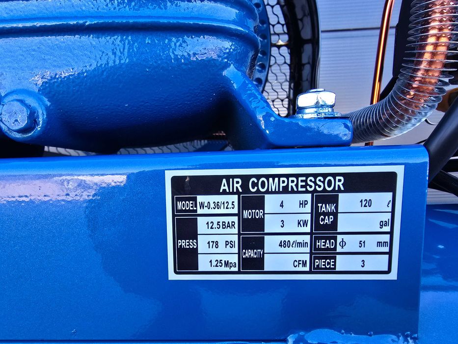 2025 Компресор за въздух 120L 4 НР 3 кв 12 бара усилен дебит - 480 л/м