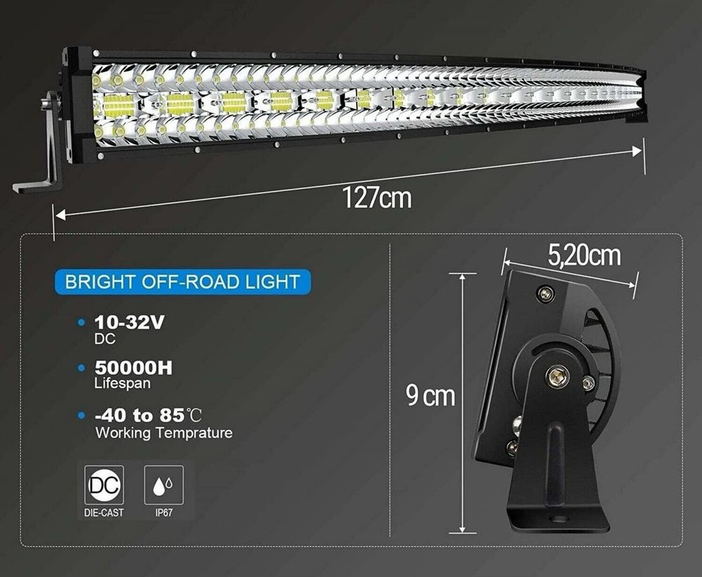 МОЩЕН ИЗВИТ Лед LED Bar БАР 936W 9D 127 см 48000LM за Джип Автомобил