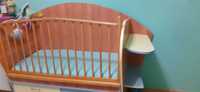 Дървено бебешко легло/ кошара с матрак 120/60 см, много удобно