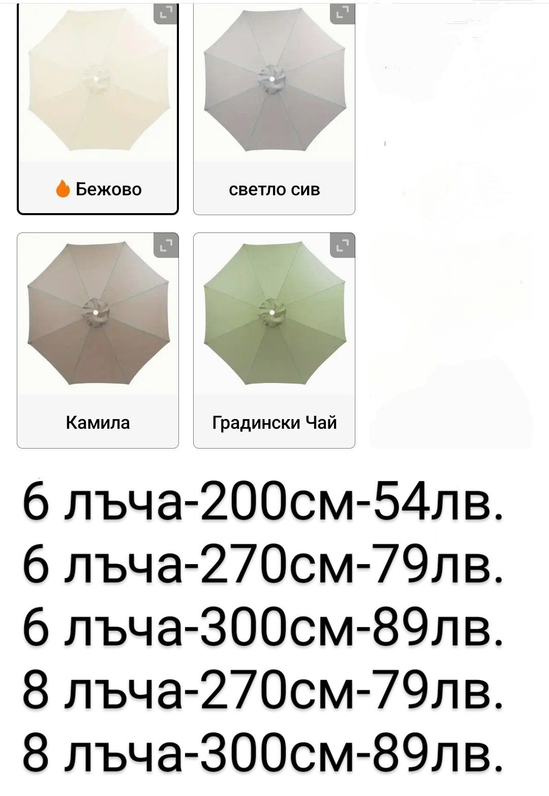 Резервен покрив(сенник)от плат за градински  чадър