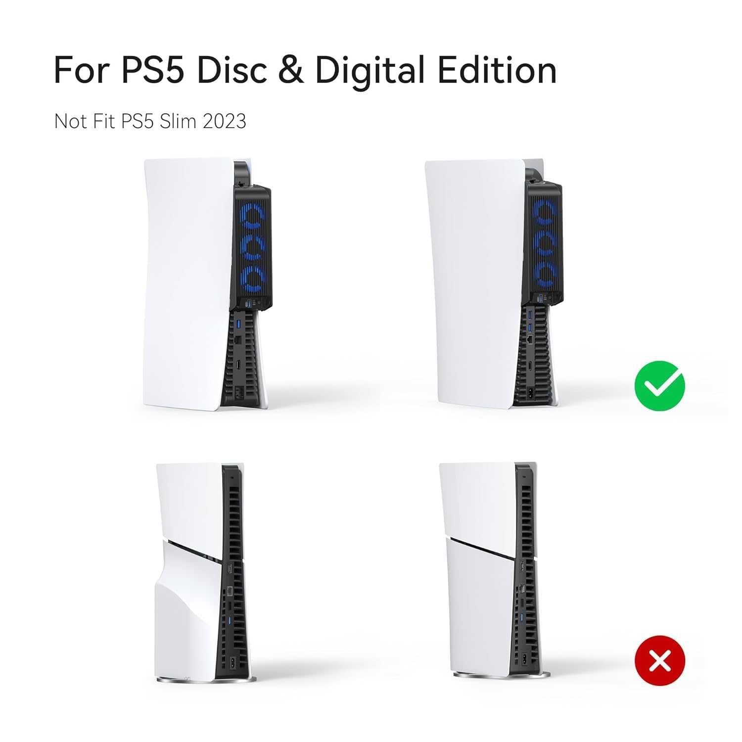 НОВ Вентилатор за PS5 Kiwi Home PX07-2, черен, 3 вентилатора USB-A 3.0