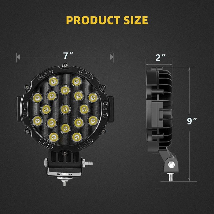 Proiector auto offroad cu led 51w 5100 lumeni culoare rama negru