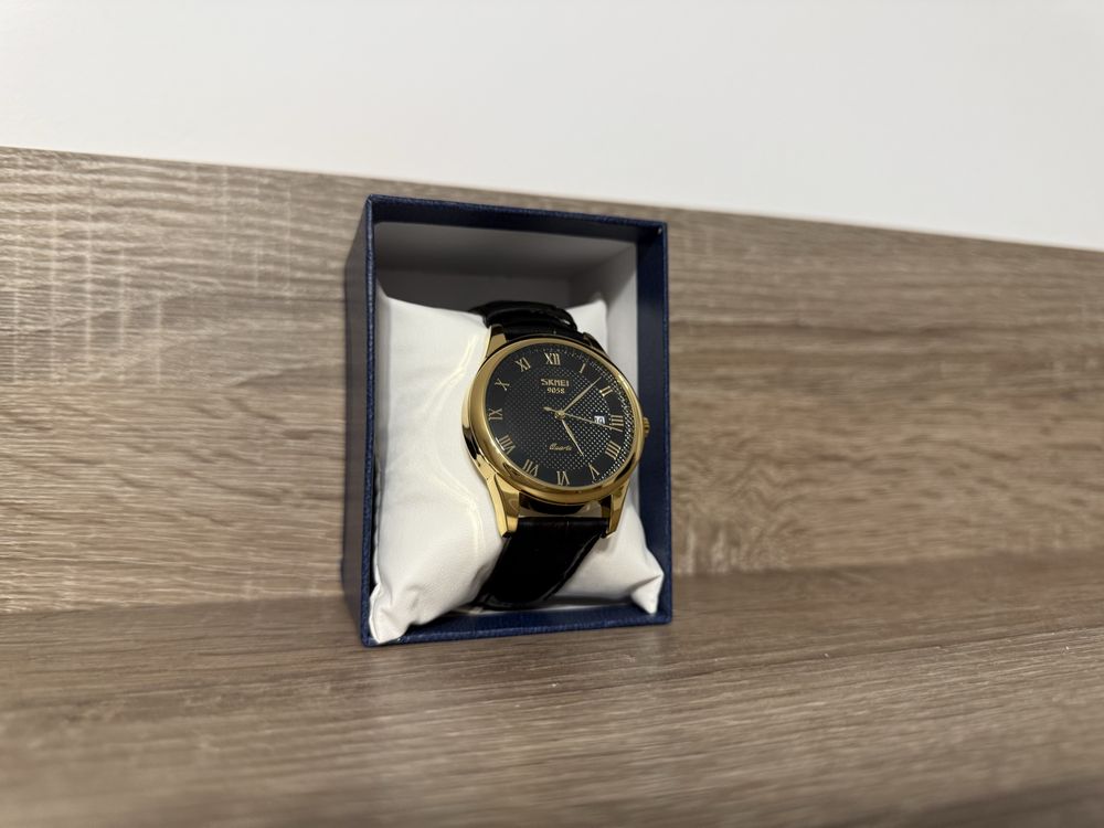 Ceas barbati SKMEI 9058, curea piele, quartz, water resist 50m
