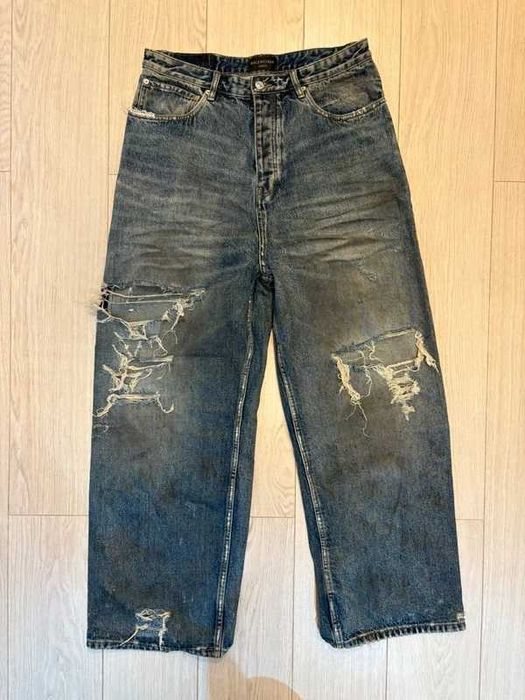 Balenciaga SS23 Mud Oil Spilled Denim Baggy Jeans