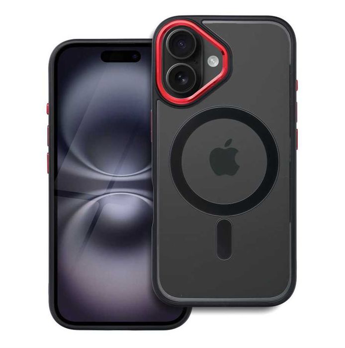 Husa MagSafe iPhone 16 / Pro / Plus -Black/Red-