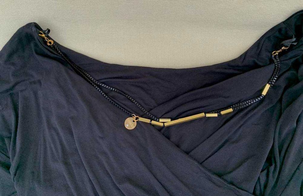 GUESS Superba Rochie Bodycon Drapaje Conica Maneci 3/4 Negru Original