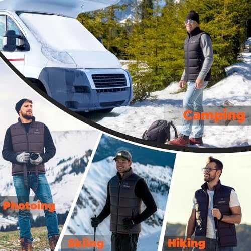 Нов черен Зимен отопляем елек 6 зони + батерия 16000mAh за мъже