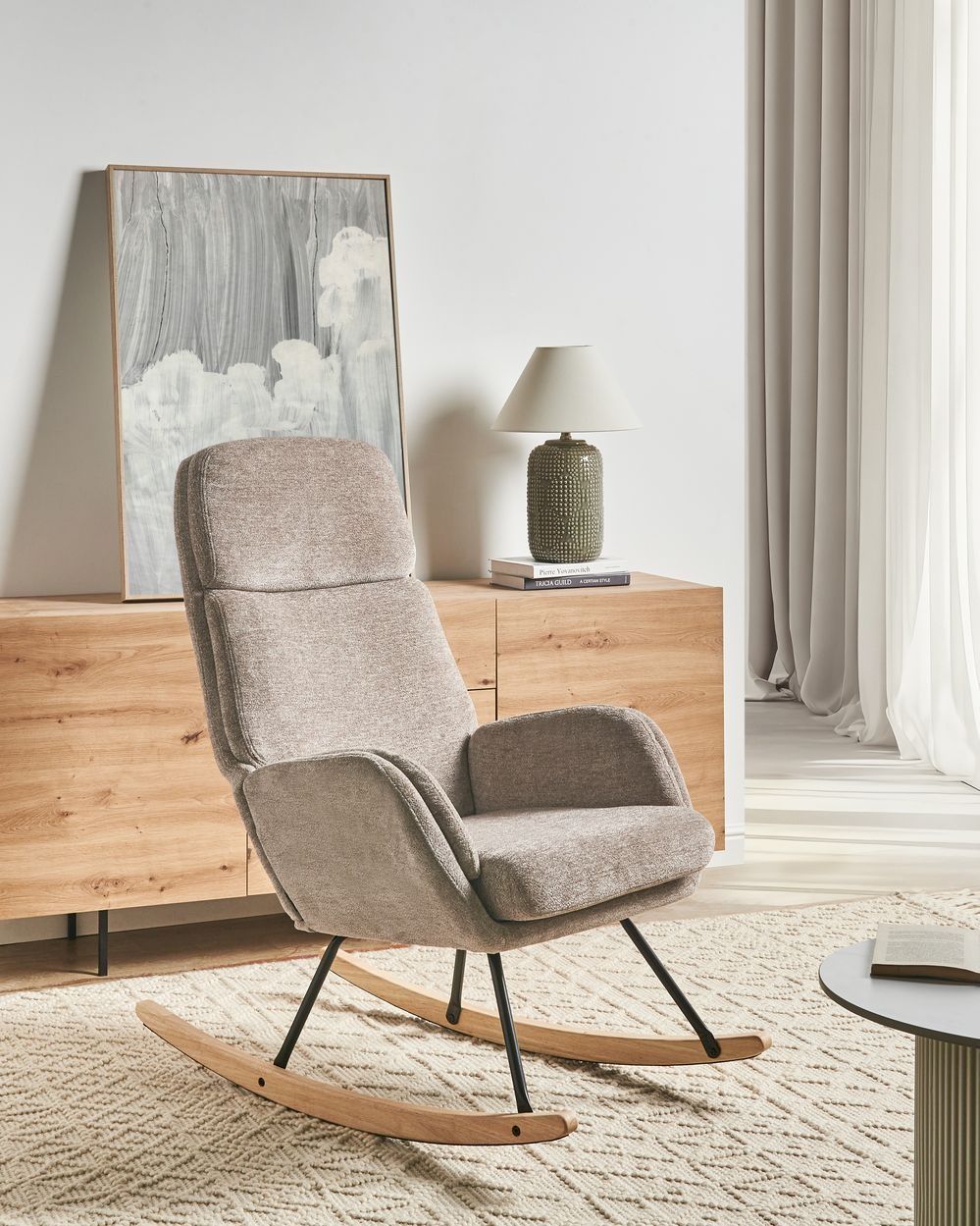 NOU Fotoliu balansoar beige "KVELIA"