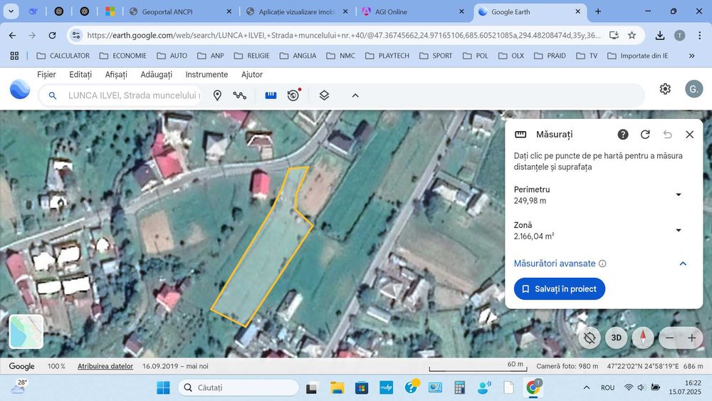 Vând teren intravilan în Lunca Ilvei aproape de centrul comunei
