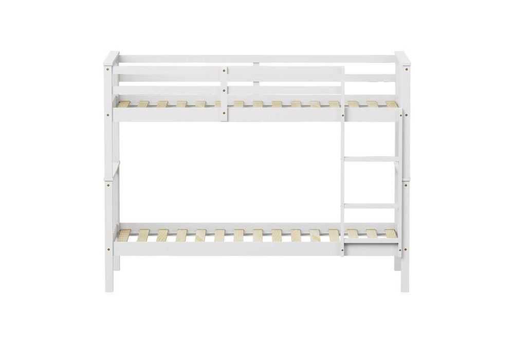 Детско двуетажно легло, Nani, Бял, Натурален, Дърво, 90х190см.