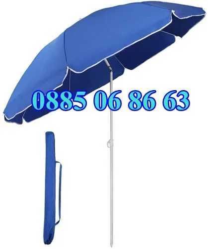 Градински чадър кръгъл с диаметър 2 м/чупещ, дъжд, слънце + калъф