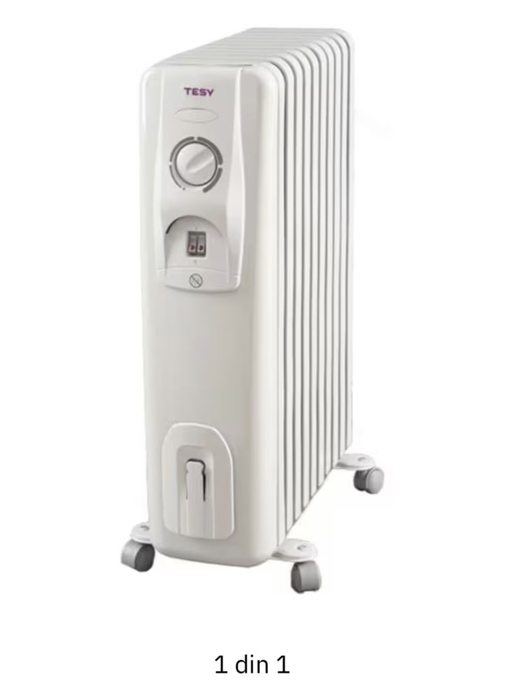 Calorifer electric TESY, 10 elementi, 3 trepte putere, 2500W, alb-gri