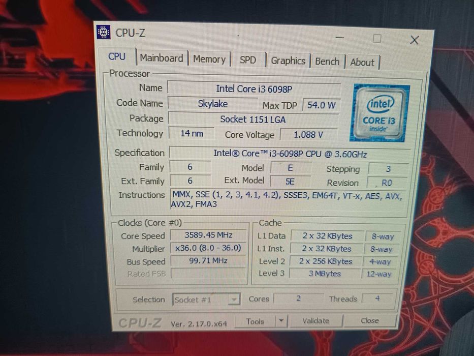 Kit esport gaming, gen 6, Core i3 6098p + placa Asus H110