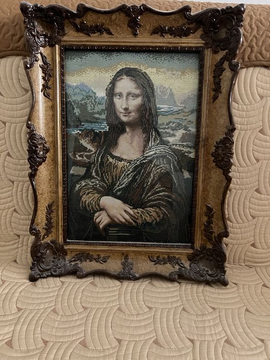 Goblen cusut manual – Mona Lisa – vechi de 20+ ani