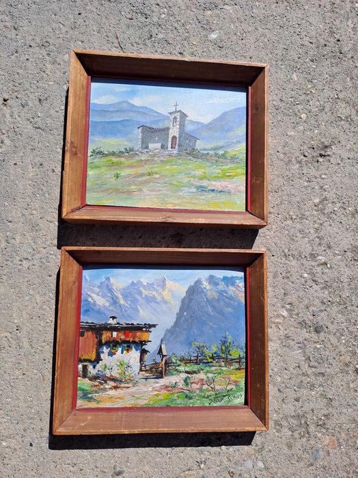 tablou pictura pe carton gros 26/22 cm semnat rolf schey 1949