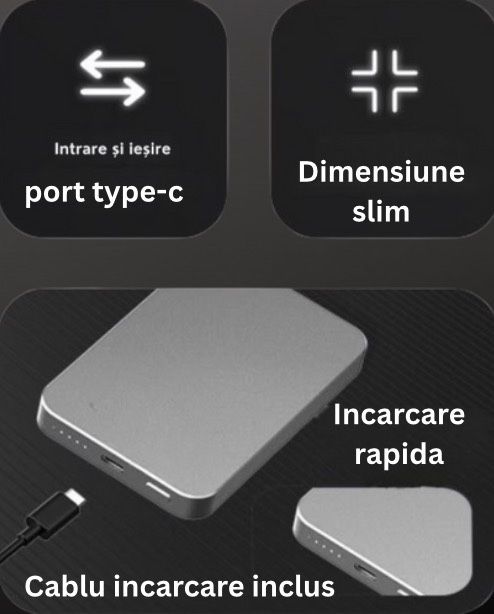 baterie externa cu magnet