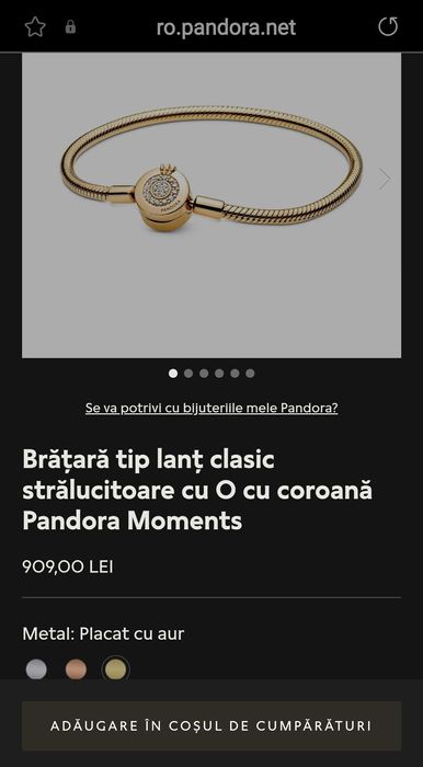 Pandora Moments - 100% Pandora Original - Bratara - 14K Gold Plated