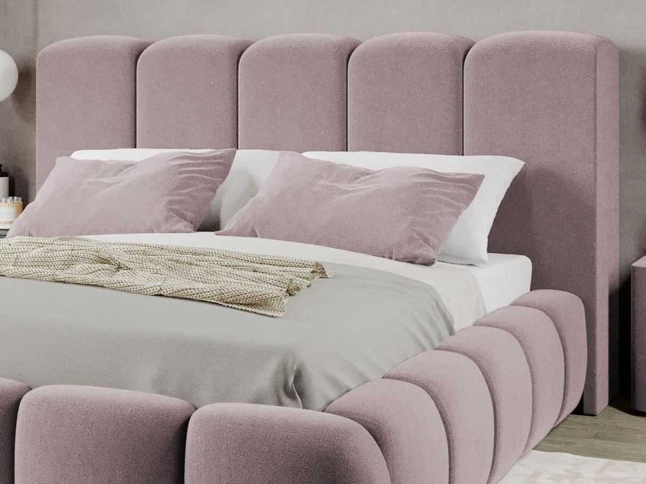 Pat Tapitat Noel Roz - Velluto 14 cu somiera rabatabila si lada