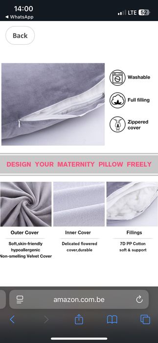 Pernă gravida mărime mare în formă de U