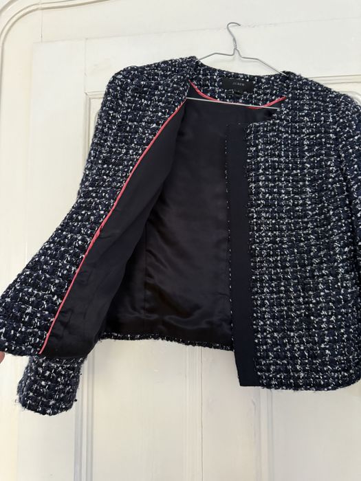 Sacou scurt J.Crew/S/lana/bleumarin cu alb