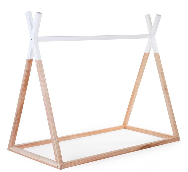 Pat tipi copii 70x140 cm din lemn masiv cu husă gri