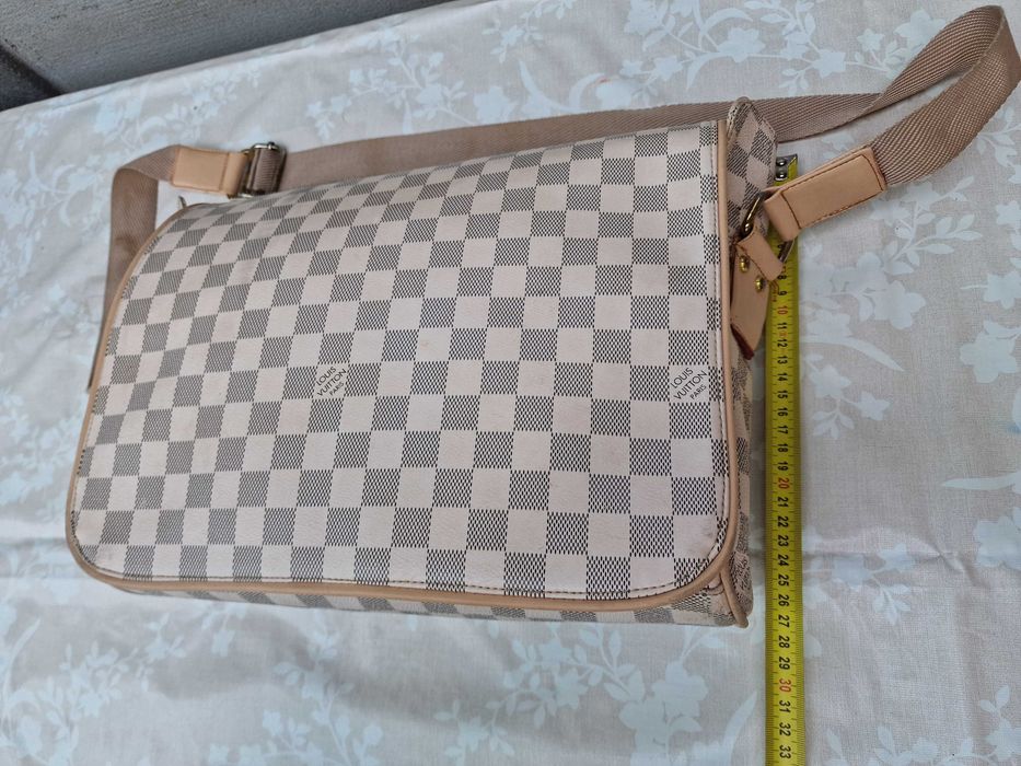 Louis Vuitton, poseta dama, geanta messenger din piele ecologica, Bej