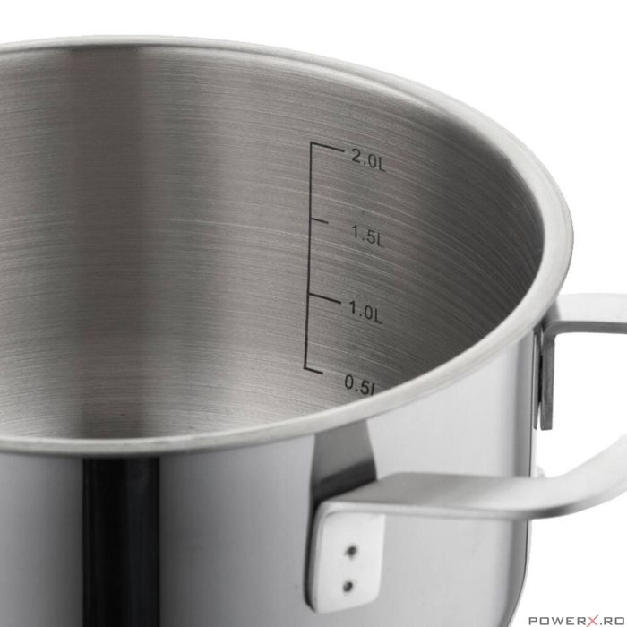 Oala cu capac, din inox, parte inferioara cu 5 straturi, diametru 16