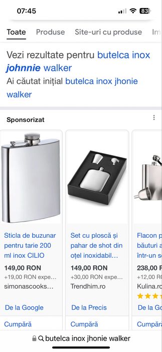 Set plosca si pahar inox Jhonie Walker