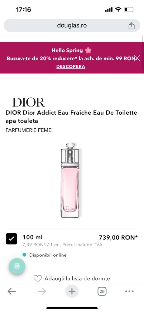 Vand parfum Dior- Dior Addict eau fraiche
