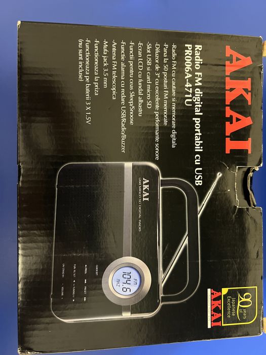 adio portabil AKAI PR006A-471U, USB/SD, Negru